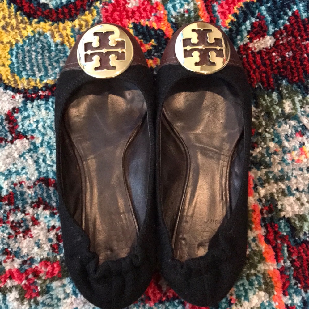 Tory Burch Flats Brown Tip and Black Fabric